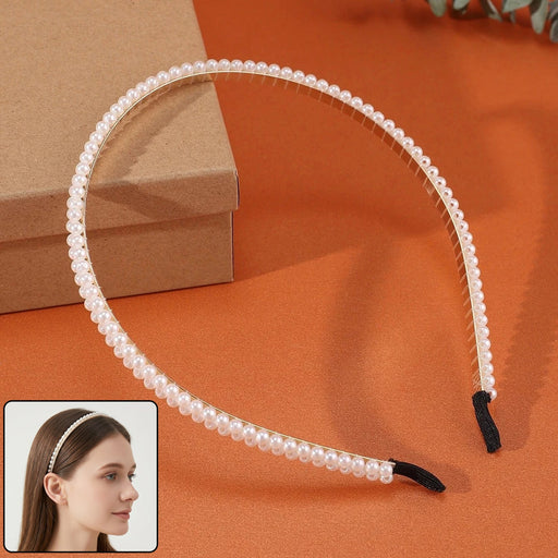Elegant pearl style headband with a smooth finish for women and girls
