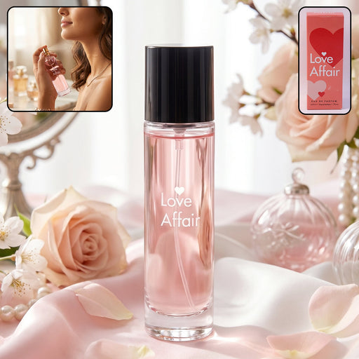 Love Affair Eau de Parfum bottle with floral design