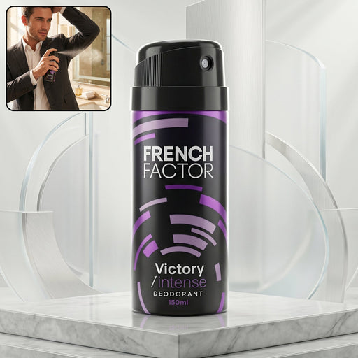 French Factor Victory Deodorant for Men in spray bottle
