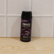 French Factor spray deodorant product display