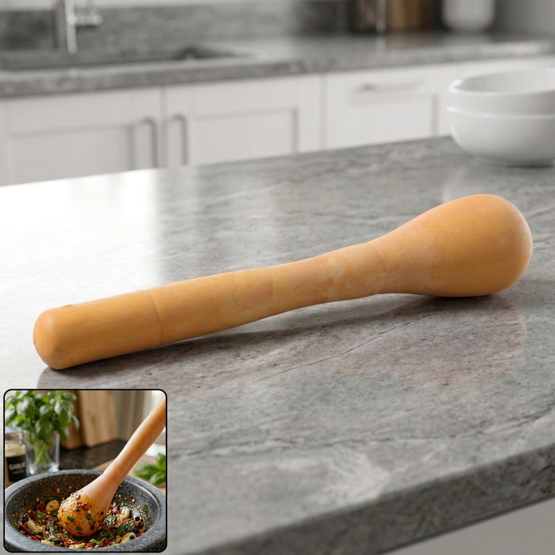 Traditional wooden masher grinder for kitchen use