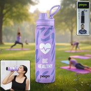 Stainless steel water bottle with printed design