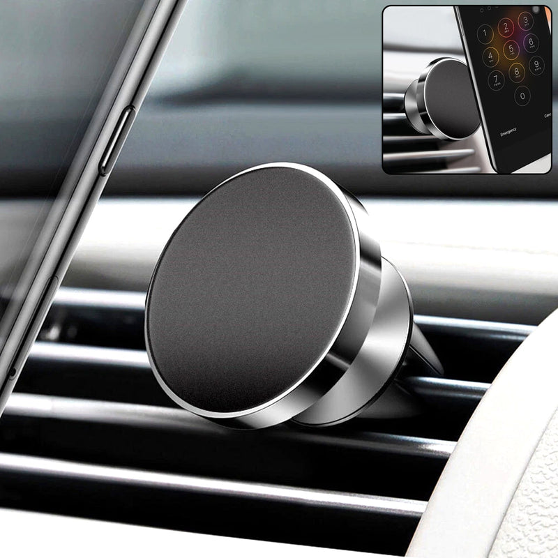 Rotating magnetic phone holder securely mounted inside car