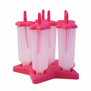 Frozen colorful popsicles made with BPA-free plastic ice cream molds on table