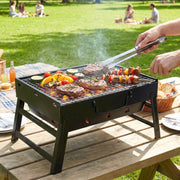 Foldable picnic barbecue grill for outdoor cooking