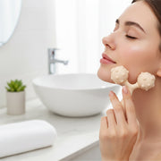 Facial massager with dual rolling balls for improved skin elasticity
