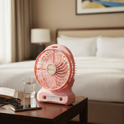 Portable desk fan shown with USB connection cable
