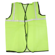 Folded green reflective safety jacket, ready for storage or transport.