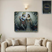 Radha Krishna flute art wall frame with detailed design inside a home decor setup