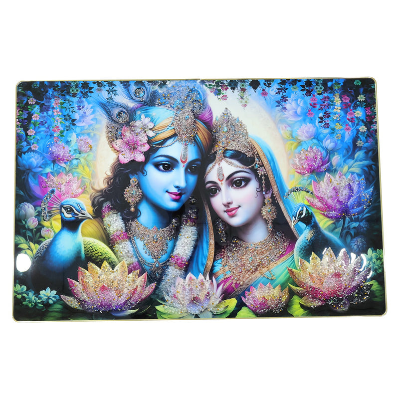 Religious Radha Krishna wall frame painting, spiritual home decor