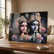 Spiritual wall art frame with Radha Krishna design