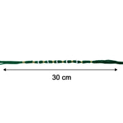 Size view of traditional green beaded rakhi