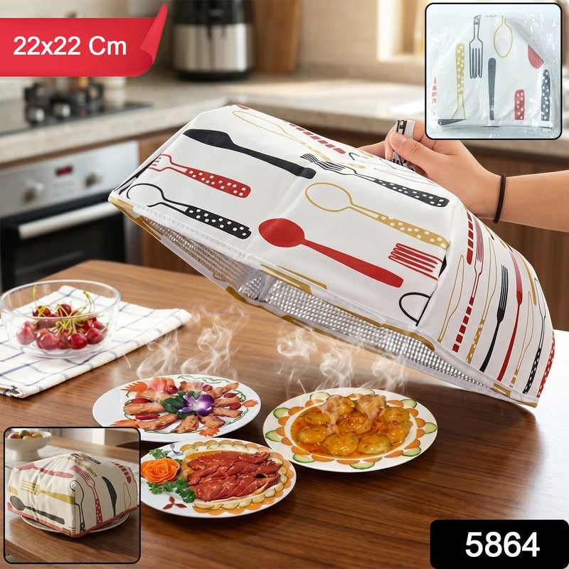 CookAura foldable food cover protecting a plate in the kitchen