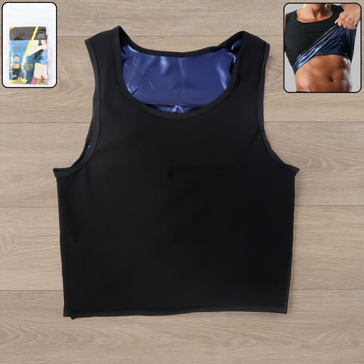Men's black neoprene sweat shaper tank top for weight loss
