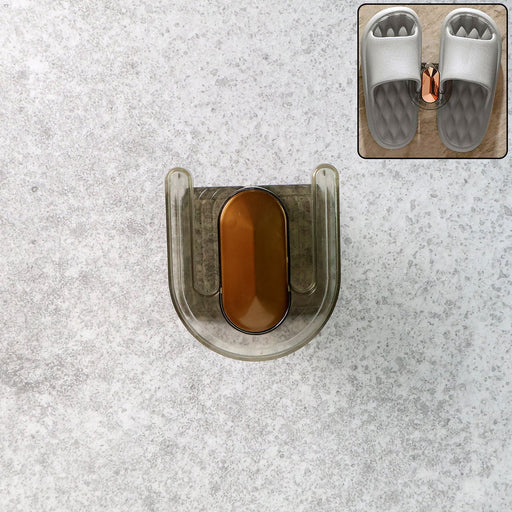 Transparent self-adhesive wall mount slipper holder showing U-shaped design