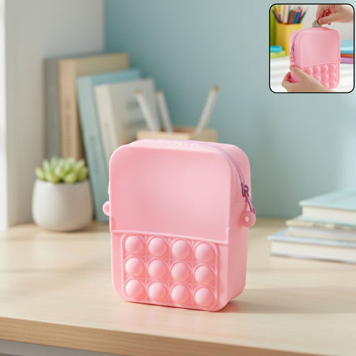 Kids pop it fidget shoulder bag with silicone bubble surface