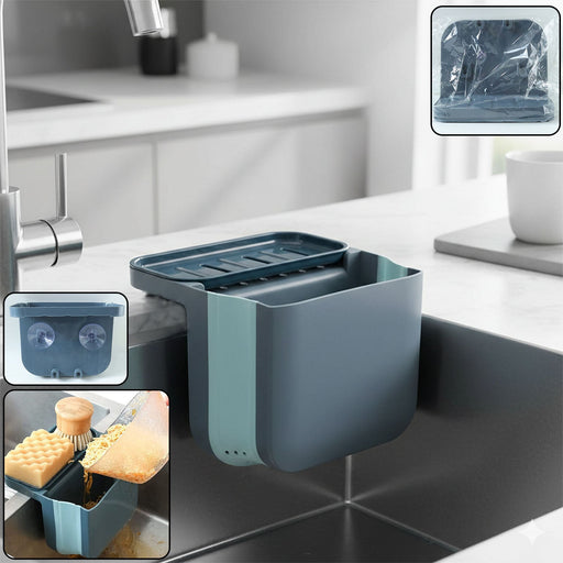 Kitchen sink hanging storage basket mounted with suction cup