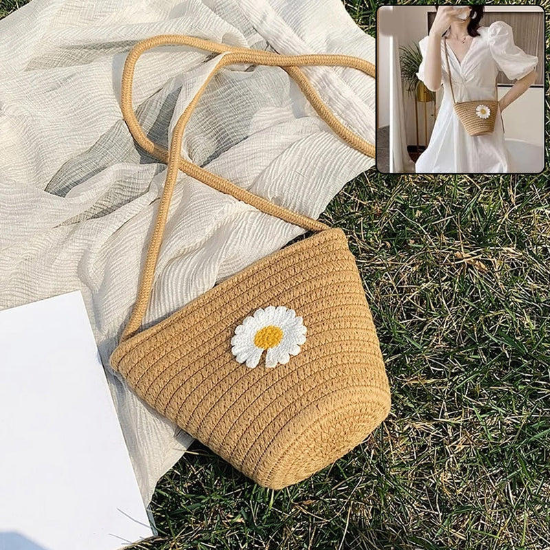 Eco-friendly floral jute crossbody sling bag for women