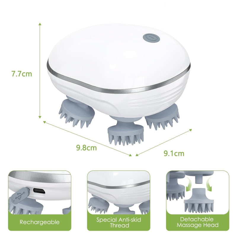 Size comparison of portable electric scalp massager held in hand