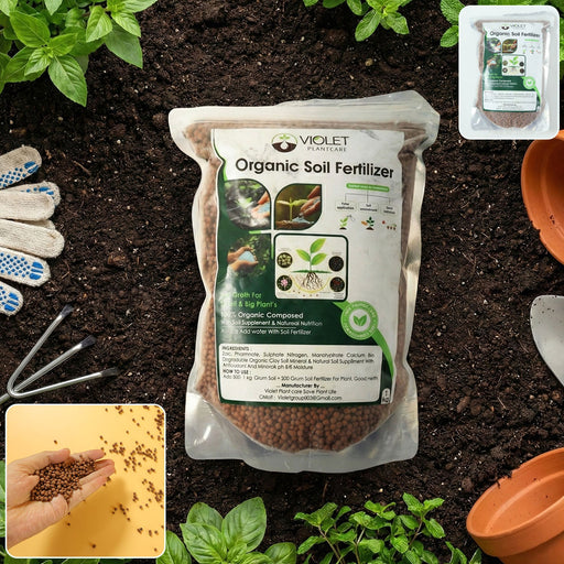 1 kg pack of red organic soil fertilizer granules enhancing soil fertility