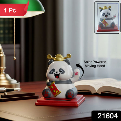 Cute waving panda solar toy showing hand motion