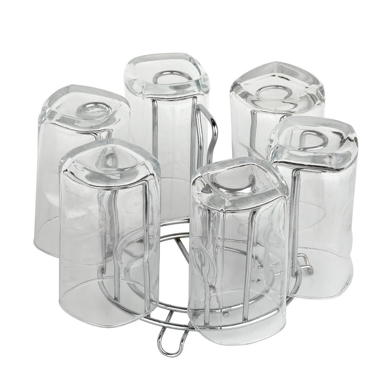 Compact Stainless Steel Glass Stand holding various drinkware items.