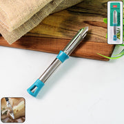 Apex stainless steel vegetable peeler with ergonomic handle on kitchen counter