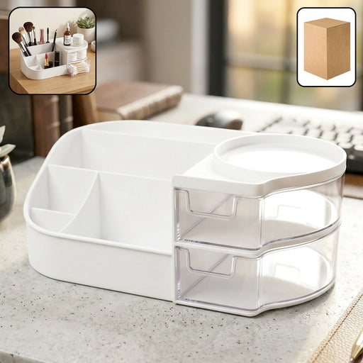 Multipurpose cosmetic makeup organizer box with compartments and drawers