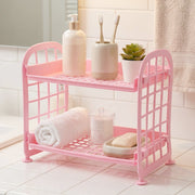 Small bathroom storage rack in plastic material