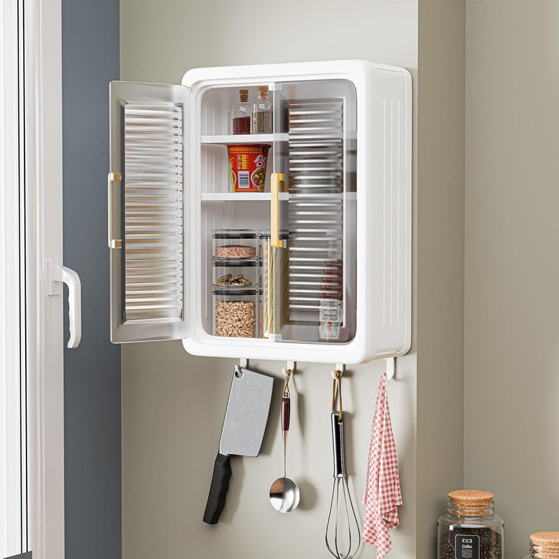 Empty sliding door wall-mounted kitchen cabinet attached to wall