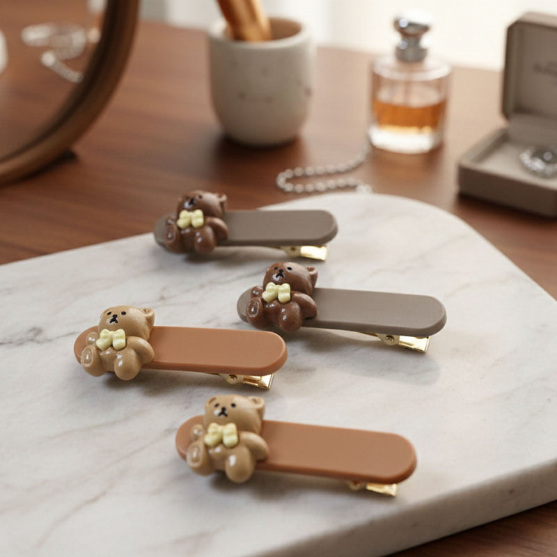 Individual teddy bear clip details of mini cartoon snap hair clips