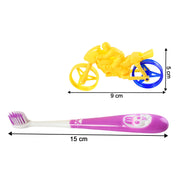 Panda toothbrush and motorcycle toy set in gift packaging
