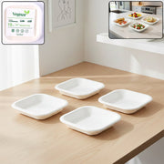 Disposable square food tray set ready for serving meals and snacks.