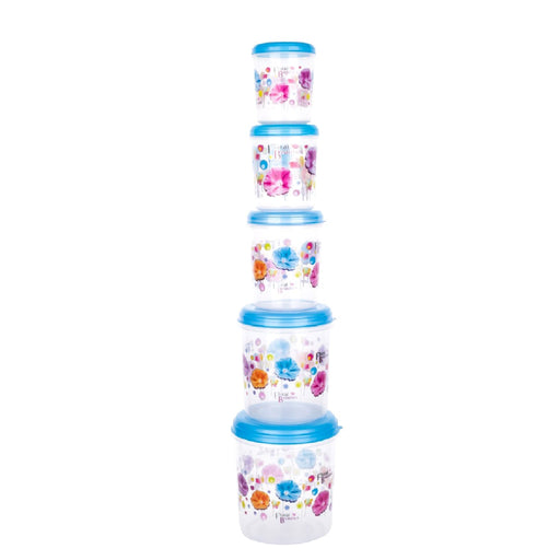2446 Plastic Transparent Container Air Tight Dabba Set (3000ml, 2000ml, 1000ml, 750ml, 500ml) 