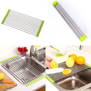 Roll-up dish rack with clean design, ready for efficient dish drying.
