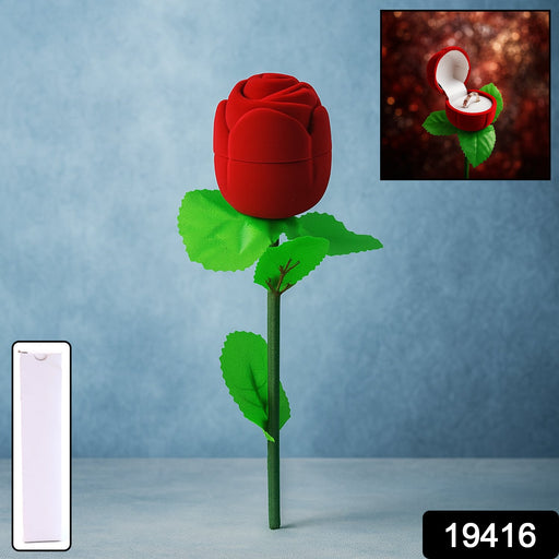 Jewelry gift box featuring artificial rose with velvet cover