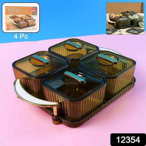 Four-piece dryfruit storage container set with luxury Liger pattern design
