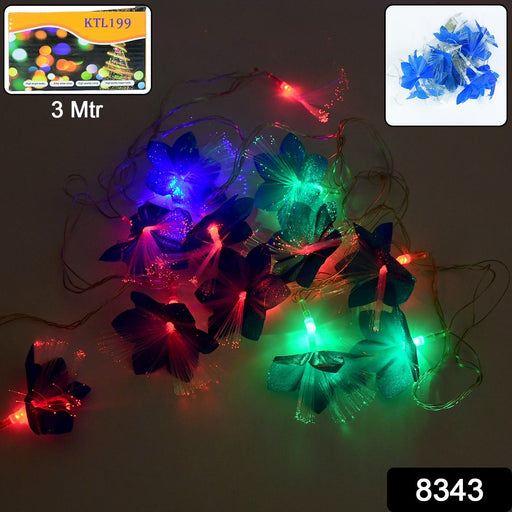 Decorative fiber flower LED string lights glowing with multicolor LED bulbs for vibrant party decoration