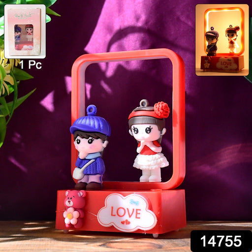 Romantic decorative lamp featuring adorable boy and girl LED couple figurine