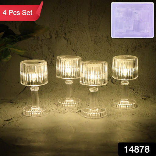 Set of four elegant crystal-effect LED table lamps for home decoration