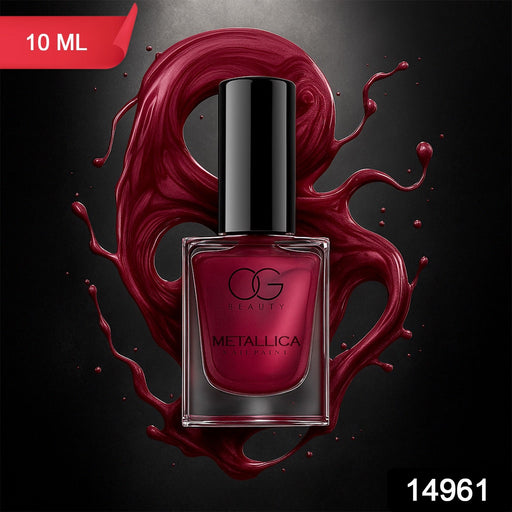 Classic scarlet red shade in Metallica Nail Polish with bold pigment