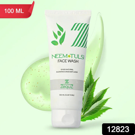 Zequz face wash packaging highlighting natural Neem and Tulsi ingredients