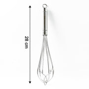 Detailed shot of polished stainless steel wires on hand whisk