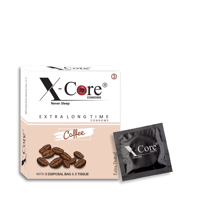X-Core Extra Dotted Condom (03 Units) - Chocolate