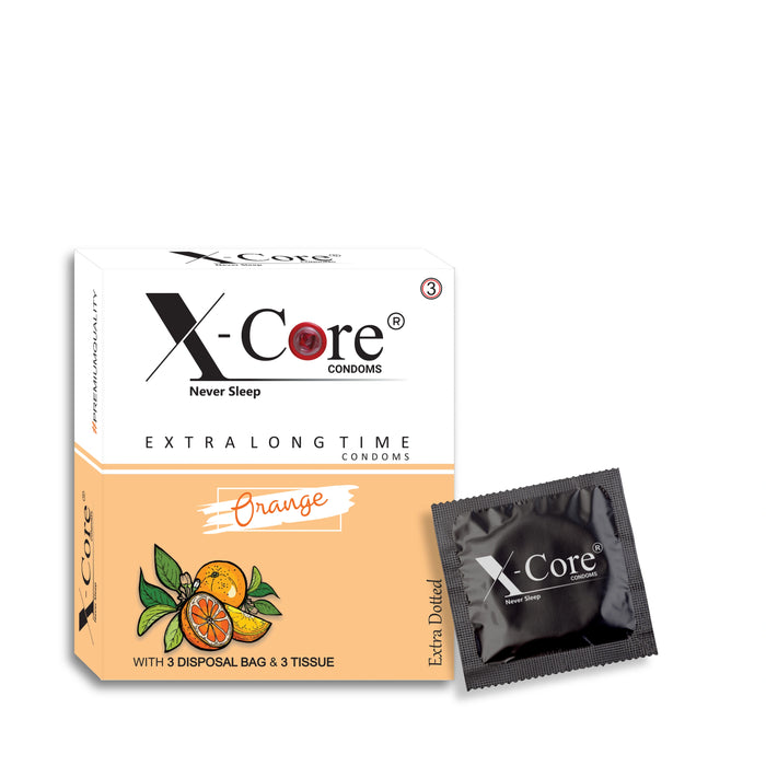 X-Core Extra Dotted Condom (03 Units) - Chocolate