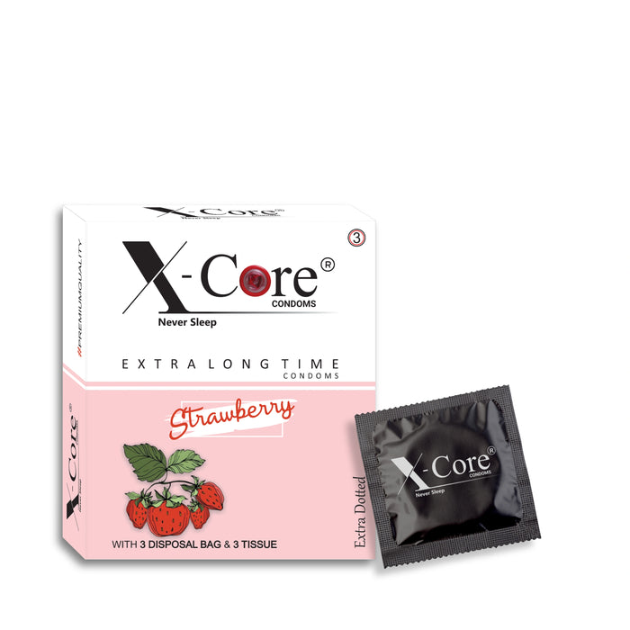 X-Core Extra Dotted Condom (03 Units) - Chocolate