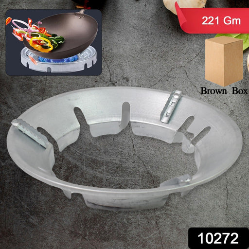 Close-up of the Fixorix Gas Stove Burner Stand placed securely on a kitchen gas burner.
