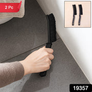 Set of two multipurpose long handle corner cleaning brushes for household surfaces