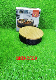 Lifestyle shot of the plastic masala box, perfect for Indian kitchen organization.