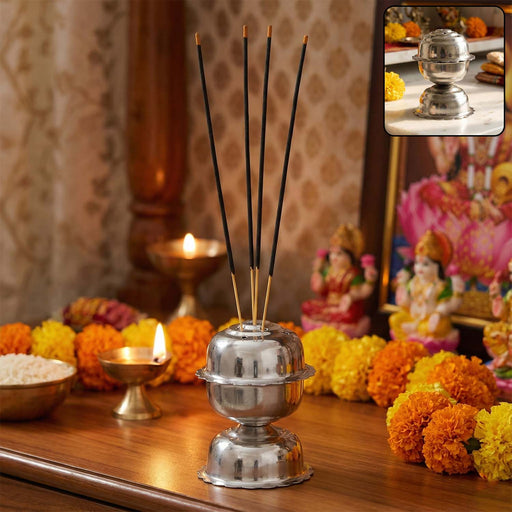 Stainless steel Lotus Agarbatti Stand for daily pooja.
